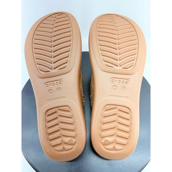 Crocs Monterey Shimmer Womens 11 Wedge Flip Flop Sandals Bronze Brown Platform - Picture 11 of 13